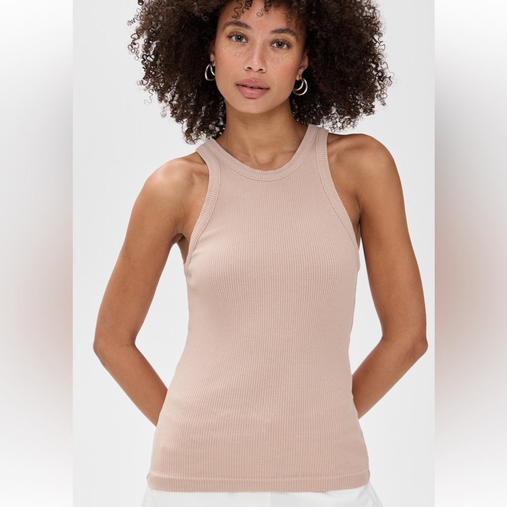 Agolde Rayne Beige Ribbed Tank Top XS